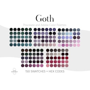 Goth Dark Procreate Adobe Color Palette Bundle Procreate Swatches, Farbpaletten, Adobe ASE-Dateien, Hex-Codes, digitaler Download für Künstler