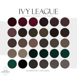 Ivy League Moody Procreate & Adobe Color Palette | Procreate Swatches, Adobe .ase Files + Hex Codes | Hex Codes Spreadsheet | Brand Colors