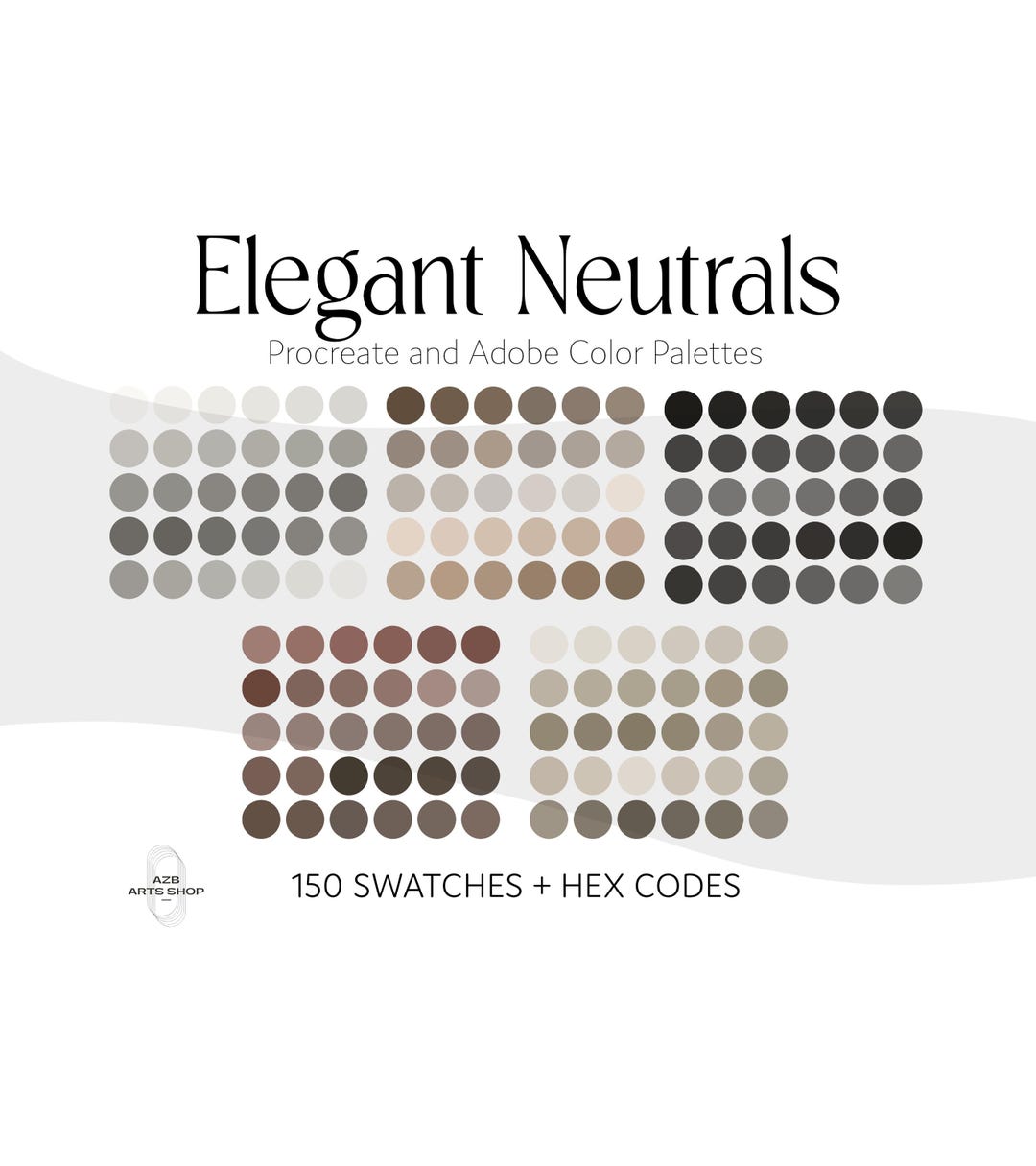 Elegant Neutral Procreate + Adobe Color Palette Bundle, Swatches, Color ...