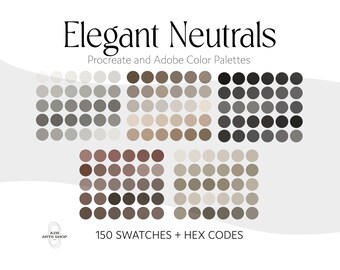 Elegante neutrale bundel Procreate + Adobe-kleurenpalet, stalen, kleurenpaletten, Adobe ASE-bestanden, hexadecimale codes, digitale download voor artiesten