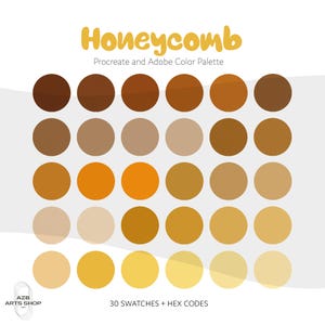 Honeycomb Warm Procreate & Adobe Color Palette | Procreate Swatches, Adobe .ase Files + Hex Codes | Hex Codes Spreadsheet | Brand Colors