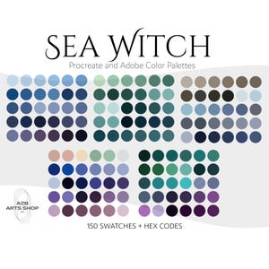 Sea Witch Dark Moody Ocean Procreate & Adobe Color Palette Bundle | Procreate Swatches + Adobe .ase Files + Hex Codes | Art Digital Download