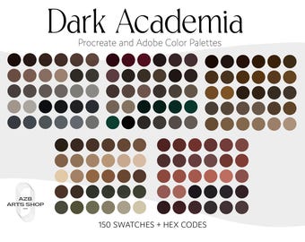 Dark Academia Humeurig Herfst Neutraal Aardachtig Procreate & Adobe Kleurenpaletbundel | Stalen + Adobe .ase-bestanden + hexadecimale codes | Digitale download