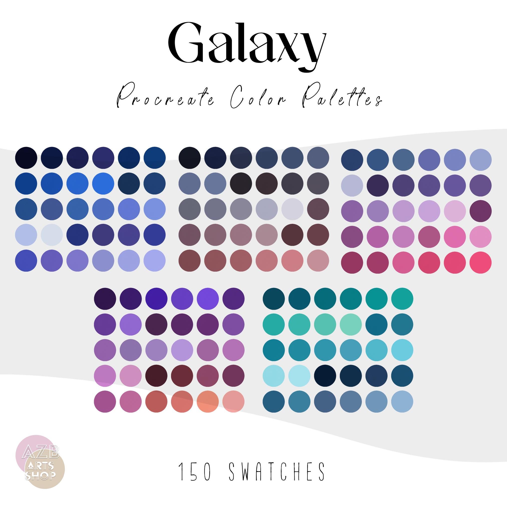 Paquete de paletas de color Galaxy Space para Procreate – 150 muestras cósmicas para iPad