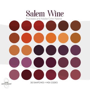 Salem Wine Moody Procreate & Adobe Color Palette | Procreate Swatches, Adobe .ase Files + Hex Codes | Hex Codes Spreadsheet | Brand Colors