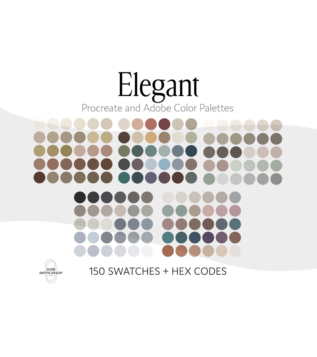 Elegant Muted Procreate + Adobe Color Palette Bundle, Swatches, Color ...
