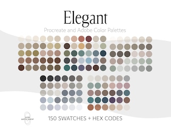 Elegante Muted Procreate + Adobe-kleurenpaletbundel, stalen, kleurenpaletten, Adobe ASE-bestanden, hexadecimale codes, digitale download voor artiesten