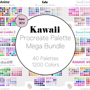 Palette de couleurs Kawaii Procreate MEGA BUNDLE | Palette de couleurs pour procréer | Procréer des échantillons | Illustrations pour iPad | Procréer | Téléchargement numérique
