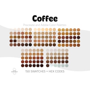 Lot de palettes de couleurs neutres Procreate et Adobe pour café au lait | Procréez des échantillons + des fichiers Adobe .ase + des codes hexadécimaux | Art pour iPad en téléchargement numérique