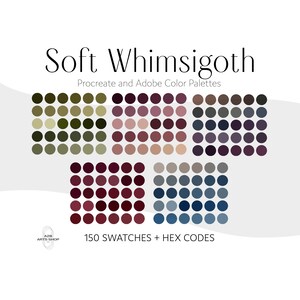 Whimsigoth Soft Moody Aesthetic Procreate & Adobe Color Palette Bundle | Färgprover + Adobe .ase-filer + Hexkoder | Digital nedladdning av iPad-konst