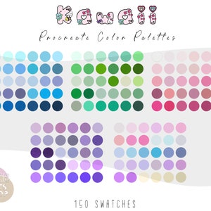 Paquete de paletas de colores Kawaii para Procreate / Linda paleta de colores para Procreate / Muestras para Procreate / Arte para iPad / iPad Procreate / Descarga digital