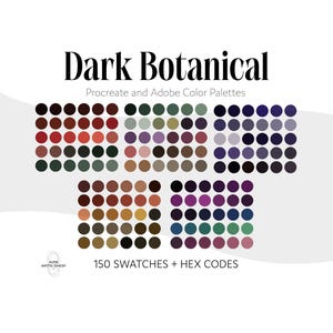 Bundel donkerbotanisch humeurig herfst Procreate & Adobe-kleurenpalet | Stalen voortplanten + .ase-bestanden + hexadecimale codes | Digitale iPad Art-download