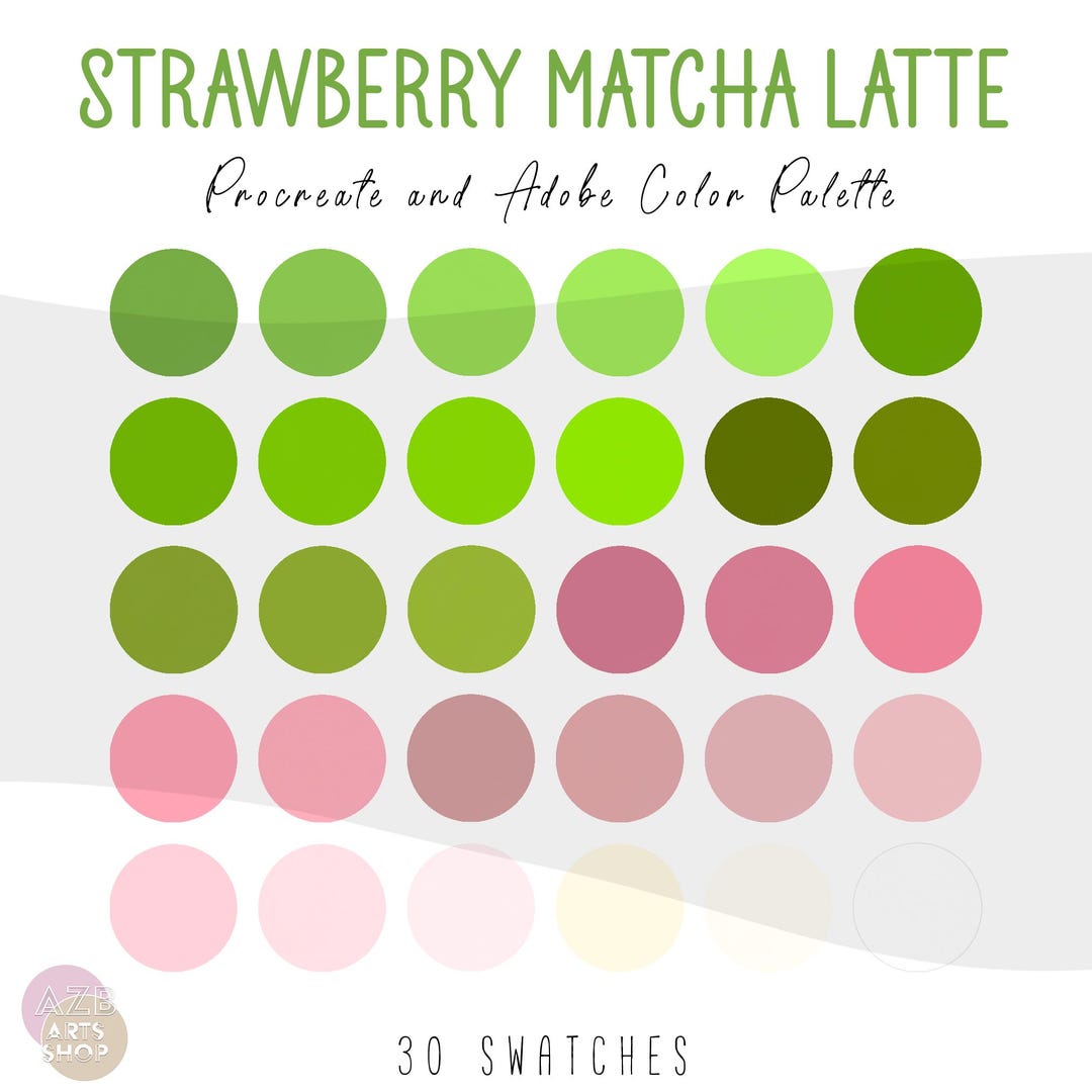 Strawberry Matcha Latte Procreate & Photoshop Color Palette | Procreate ...