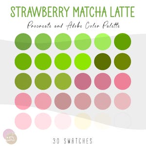 Strawberry Matcha Latte Procreate & Photoshop Color Palette | Procreate Swatches | Adobe .ase Files | iPad Art | Hex Codes | Brand Colors