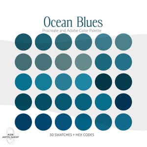 Ocean Blue Summer Procreate & Adobe Color Palette | Procreate Swatches, Adobe .ase Files + Hex Codes | Hex Codes Spreadsheet | Brand Colors