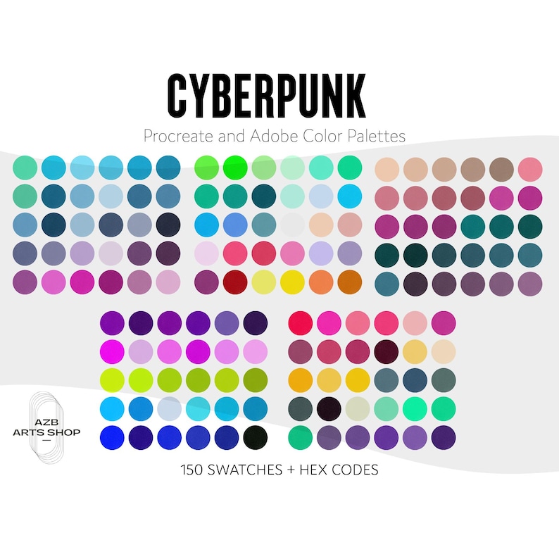 Cyberpunk Color Palette Bundle: Procreate, Adobe, Hex Codes (digital ...