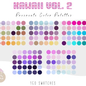 Paquete de paletas de colores Kawaii para Procreate / Linda paleta de colores para Procreate / Muestras para Procreate / Arte para iPad / iPad Procreate / Descarga digital
