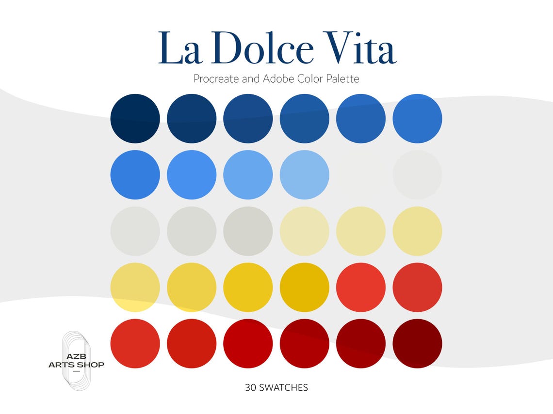Mediterranean Italy Procreate Adobe Color Palette Bundle, Swatches ...