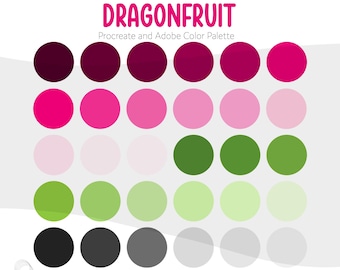 Dragonfruit Kawaii Procreate & Adobe Color Palette | Procreate Swatches, Adobe .ase Files + Hex Codes | Hex Codes Spreadsheet | Brand Colors