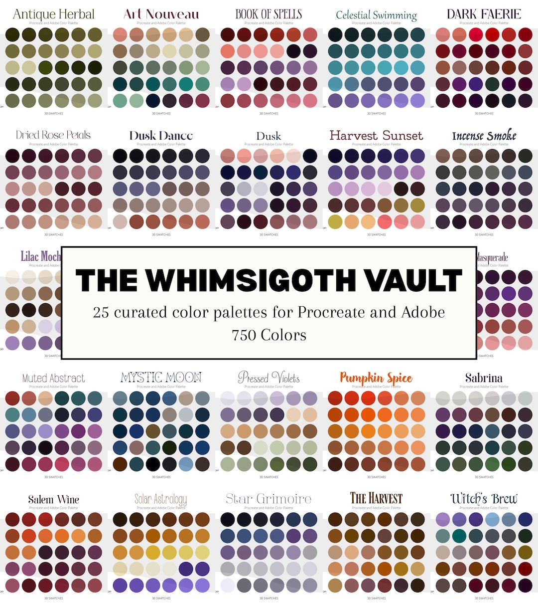 Mistical Color Code Whimsigoth Witchy Moody Mystical Color Palette Vault | 25 Aesthetic ...