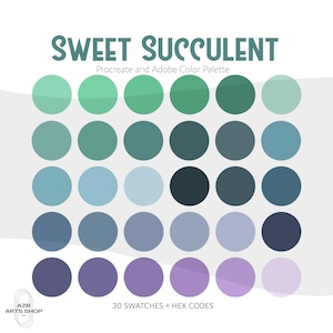 Sweet Succulent Procreate & Adobe Color Palette | Procreate Swatches, Adobe .ase Files + Hex Codes | Hex Codes Spreadsheet | Brand Colors