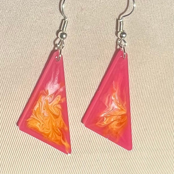 Pink, Yellow, and White retro earrings, eighties vibes, 80s throwback earrings