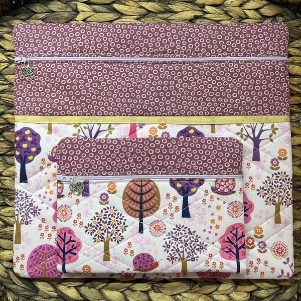 Plum Park Project Bag>PLUS FREE GIFT>Quilted>Heart Tree Zipper Pull>Full Fabric or Vinyl>Spring>Cross Stitch>Snail>Forest>Summer
