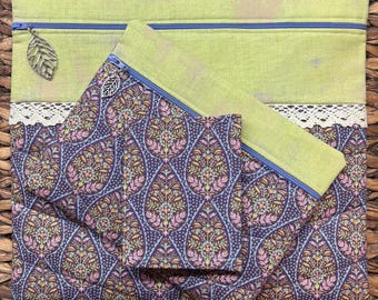 Sanctuary (Tilda Sanctuary) Project Bag>Quilted>Leaf Zipper Pull>Full Fabric >Cross Stitch>Patchwork>Autumn>Fall>Winter>Christmas>Designer