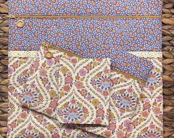 Springtime Trellis (Tilda Wallflower) Project Bag>Quilted>Fall Flower Zipper Pull>Full Fabric >Cross Stitch>Patchwork>Autumn>Fall>Summer