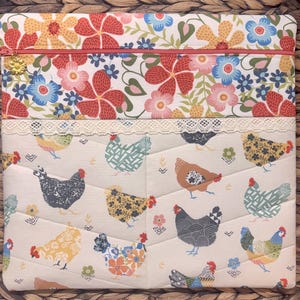 モトリーチキンズプロジェクトバッグ > キルティング > 花柄ジッパープル > フルファブリック > めんどり > 卵 > クロスステッチ > 編み物 > 裁縫 > 農場 > デイジー > かわいい