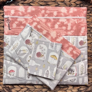 Secret in a Bottle Project Bag&gt;Quilted&gt;Key Zipper Pull&gt;Full Fabric&gt;Winter&gt;Cross Stitch&gt;Mushroon &gt;Flower&gt;Valentine&gt; Love &gt; Antique