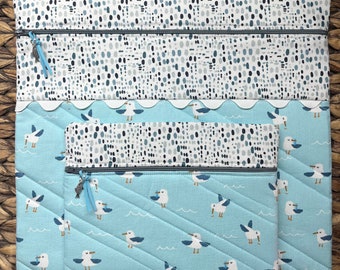 Seagull Snacks Project Bag>Quilted>Fish Zipper Pull>Full Fabric or Vinyl>Spring>Cross Stitch>Summer>Ocean>Beach>Sea>Vacation