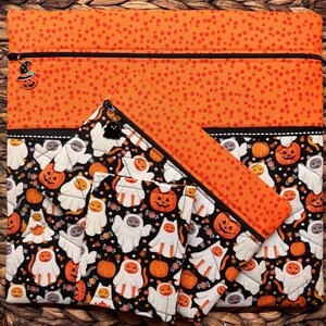 Meow-or-Treat Projekttasche>Gesteppt>Halloween Zipper Pull>Ganzer Stoff oder Vinyl>Herbst>Kreuzstich>Geister>Katze>Herbst>Kürbis>Kürbis