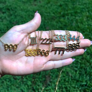 Old English Number Necklace Gold Minimalist Pendant