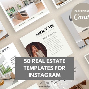 Real Estate Templates for Instagram, Real Estate Agent Social Media Templates, Canva Templates, Realtor Template