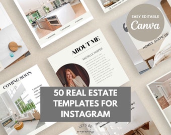 Real Estate Templates for Instagram, Real Estate Agent Social Media Templates, Canva Templates, Realtor Template