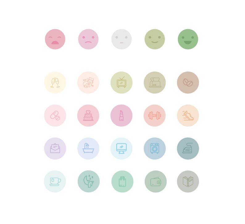 Pastel Stickers for Undated Digital Planner, Essential Stickers Set of ...