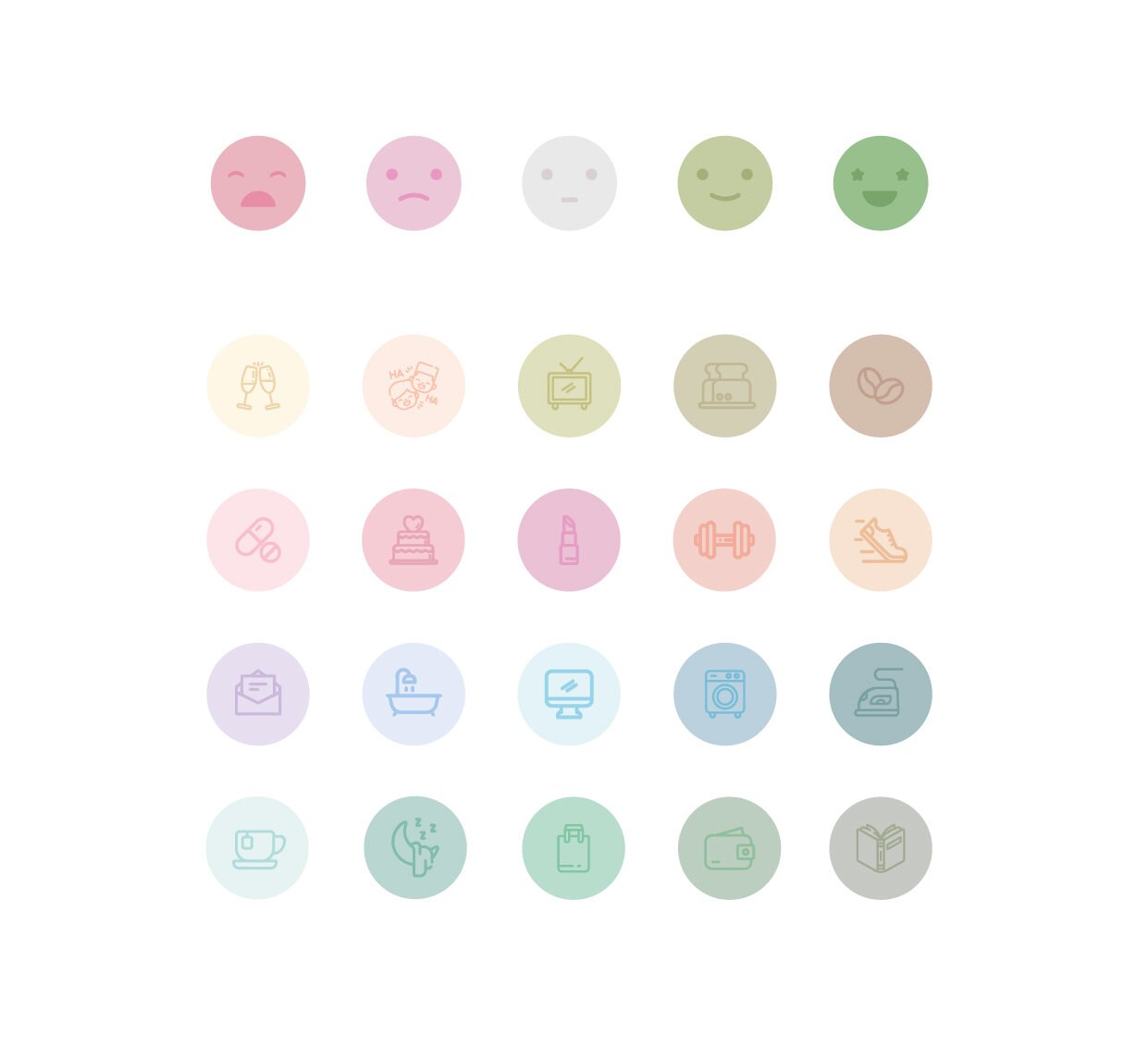 Sticker Coler Pastel Pastel Stickers for Undated Digital Planner, Essential Stickers Set of ...