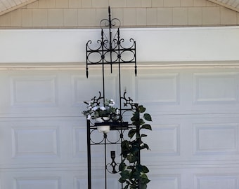 LOCAL PICKUP ONLY Antique iron fence trellis artist welded architectural salvage tall garden art repuposed victorian ornamentation crystal