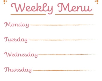 Weekly Menu Template - Etsy