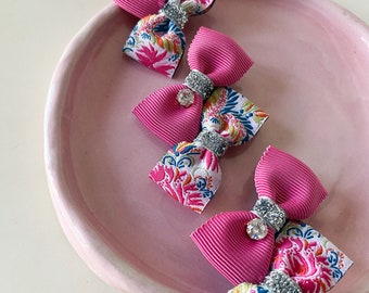 Duo pink and floral baby and toddler hairclip