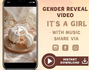 It's a Girl Gender Reveal Video: Pumpkin Cake Social Media Announcement (Digital Download)