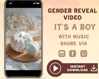It's a Boy Gender Reveal Video: Pumpkin Cake Social Media Announcement (Digital Download)