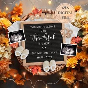 Thanksgiving Twins Pregnancy Announcement: Autumn Social Media (Digital)