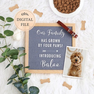 Puppy announcement digital file for social media, New family member announcement, Dog announcement, Editable template