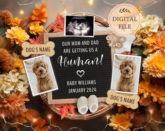 Two Dogs Pregnancy Announcement: Social Media Template (Digital Download)