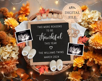 Thanksgiving Twins Pregnancy Announcement: Autumn Social Media (Digital)