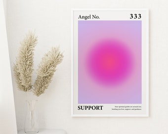 Angel Number 333 Aura Poster: Pink Gradient Spiritual Art (Digital Download)