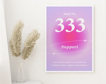Angel Number 333 Poster: Pink Aura Spiritual Wall Art (Digital Download)