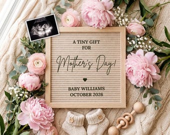 Anúncio digital de gravidez para o Dia das Mães, anúncio de bebê com flores.